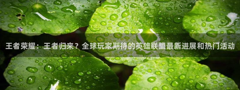 长征娱乐注册登录：王者荣耀：王者归来？全球玩家期待的英雄联盟